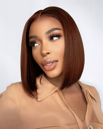 HOT 2X6 Bob Wig Straight  Unprocessed 100% Raw Human Hair Lace Wig 220% Density