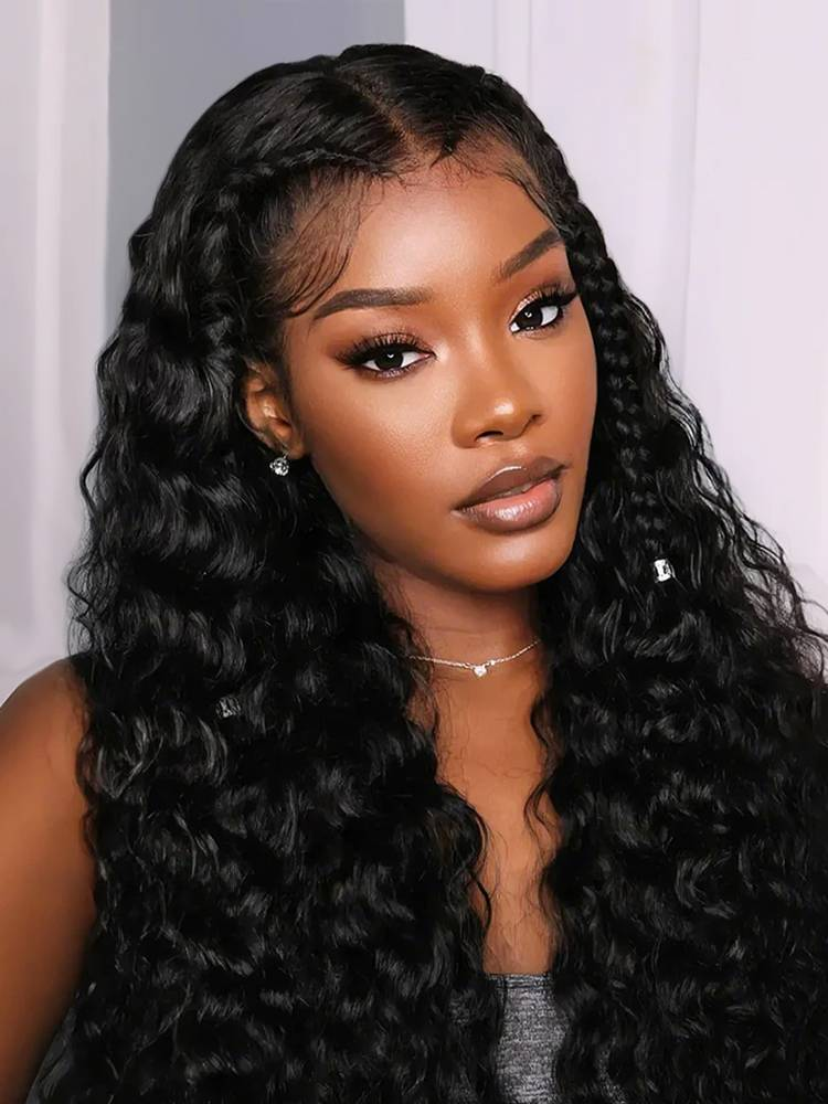 Water Wave Natural Black 13x4 Lace Front Human Hair Wig