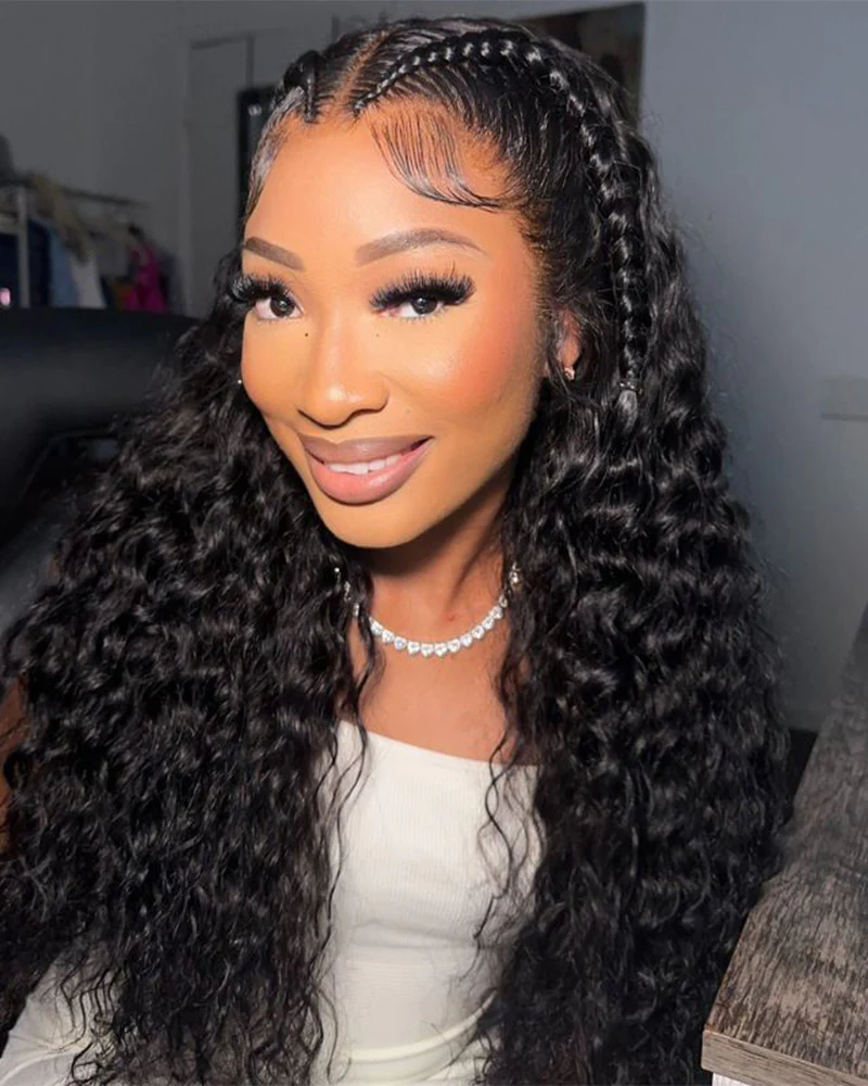 Water Wave Natural Black 13x4 Lace Front Human Hair Wig