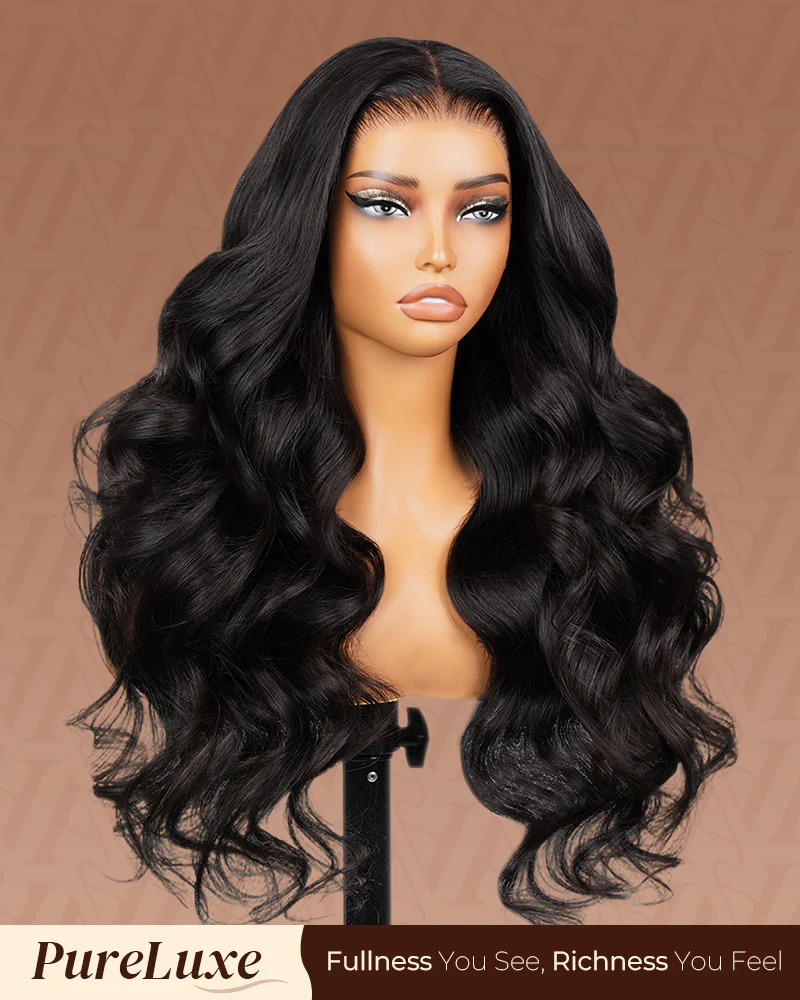 Pure-Luxe™ Body Wave Natural Black Easy Wear Glueless 13x6 5X5 9X6 Ultra-Dense Human Hair Wig Pre-Cut Lace