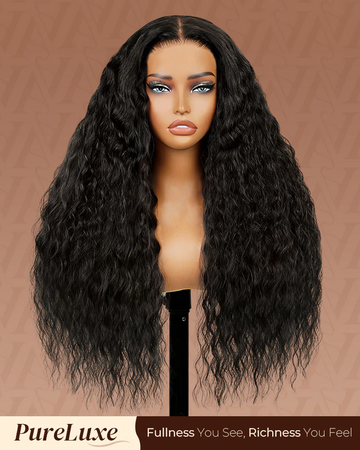 Pure-Luxe™ Soft Curls Natural Black Easy Wear Glueless 13x6 9X6 5X5 Ultra-Dense Human Hair Wig Pre-Cut Lace