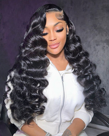 13x6 Lace Frontal Loose Wave Natural Black Human Hair Wig